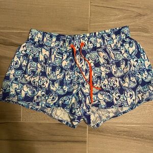 Lilly Pulitzer Blue and Orange Elephant Print Shorts